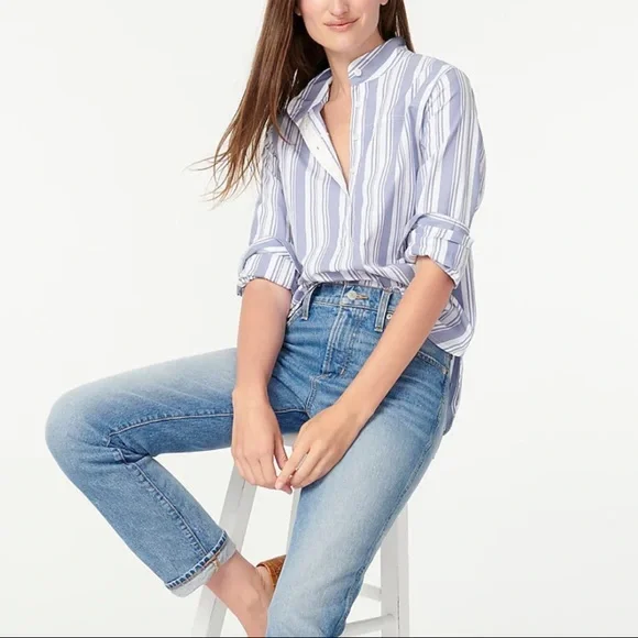 J.Crew Band-collar cotton poplin tunic - Picture 3 of 7